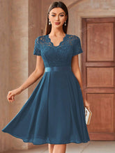 MIUSOL Contrast Floral Lace Chiffon Cocktail Party Swing Dress,Wedding Event Dress